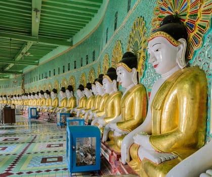 Buddha images at U min Thonze pagoda in Sagaing, Myanmar
