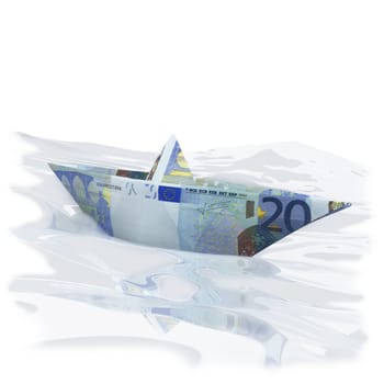 Paper boats with 20 euros