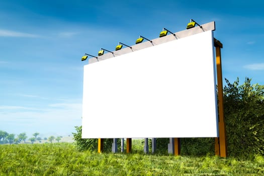 An image of an advertising wall in the green nature