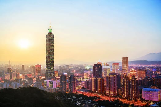 Taipei, Taiwan evening skyline for adv or others purpose use
