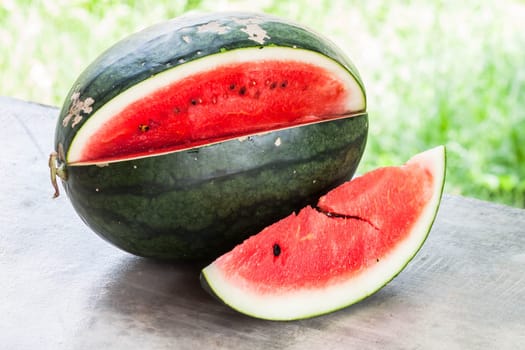 Close up red slice of water melon