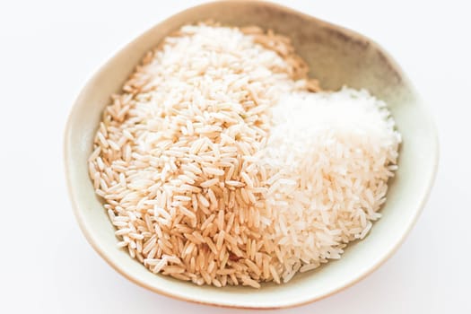 Heart mound of natural brown and white rice