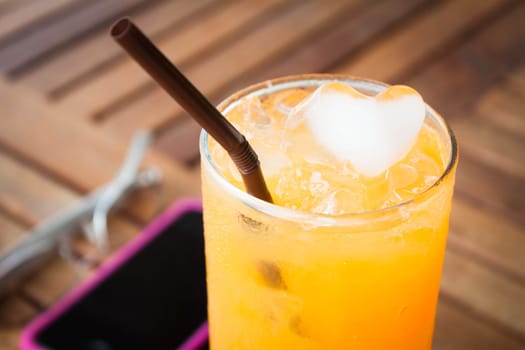 Break time with fresh iced orange juice