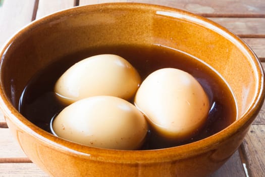 Hard-boiled eggs stew with sweet gravy