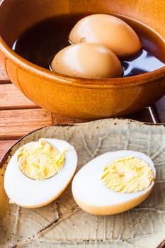 Hard-boiled eggs stew with sweet gravy