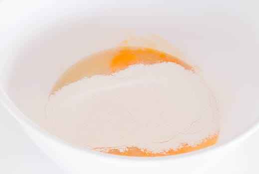 Home made bakery flour mixing with egg
