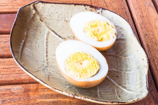 Hard-boiled eggs stew from sweet gravy