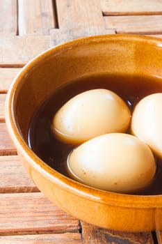 Hard-boiled eggs stew with sweet gravy