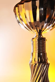 Detailed view of a chrome-plated cup in a special light