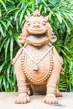 Statue of lion in tale located in resort
