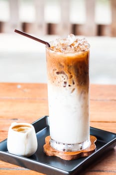 Iced coffee latte with espresso shot for adding