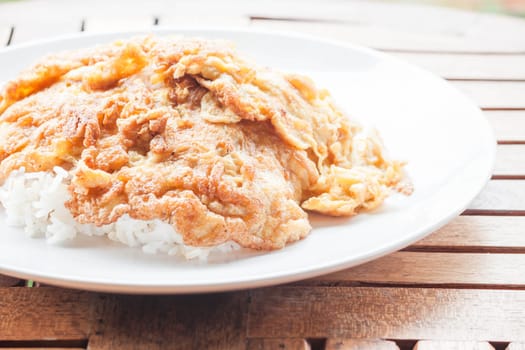 Easy meal with eggs fried and rice