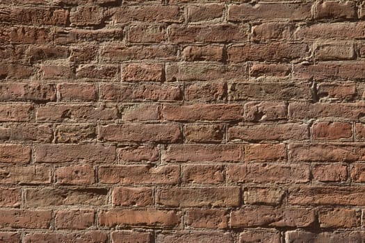 Wall made of genuine Tuscan bricks as background.