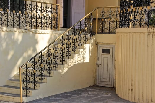 Black painted decorative iron railing at City Palace, Udaipur, Rajasthan, India, Asia