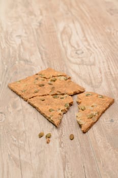 Whole grain bread on a wooden table