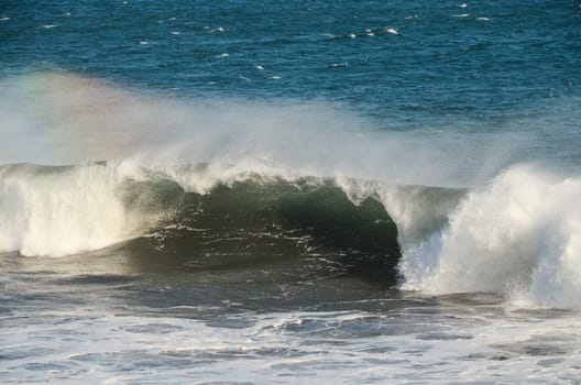 Big Blue Wave Breaks in the Atlantic Ocean