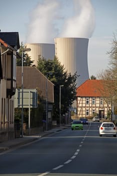 Local transit Grohnde with nuclear power station