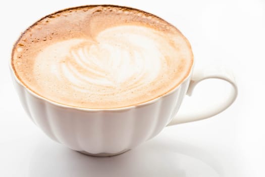 Hot coffee latte cup isolated on white background