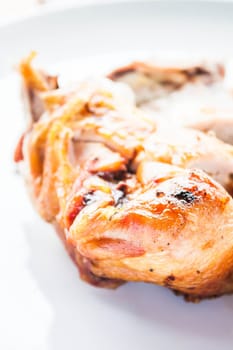 Many pieces of grilled chicken serving, stock photo