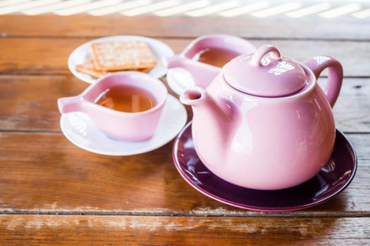 Cups of tea with teapot, stock photo
