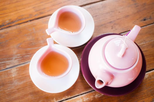 Top view hot cups of tea, stock photo