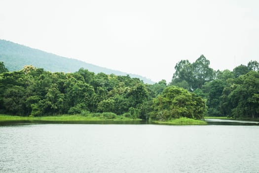 Mountain and water view in the park, stock photo