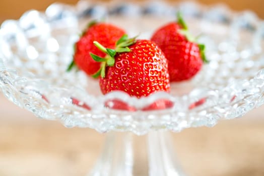 Strawberries in a glass bowl