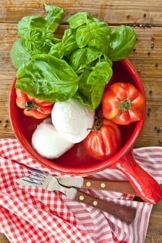 Fresh tomatoes,mozzarella and basil for caprese