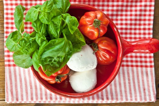 Fresh tomatoes,mozzarella and basil for caprese