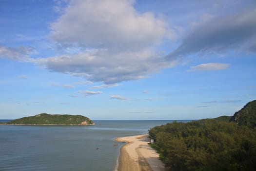 Beautiful tropical island, beach landscape, blue ocean in summer