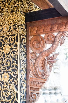 Wood carving of old decoration item, stock photo