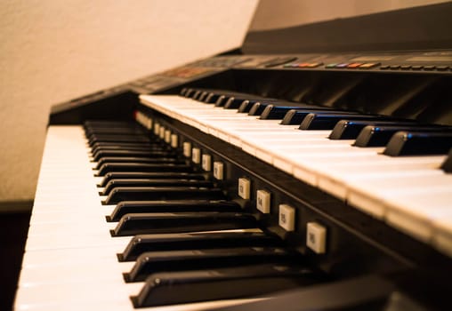 Vintage musical instrument piano keyboard, stock photo
