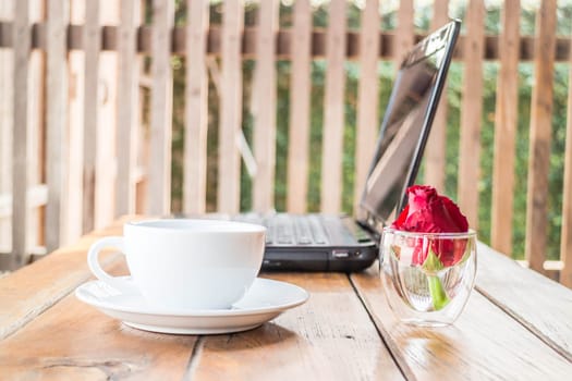 Morning sun shining on comfortable work station, stock photo
