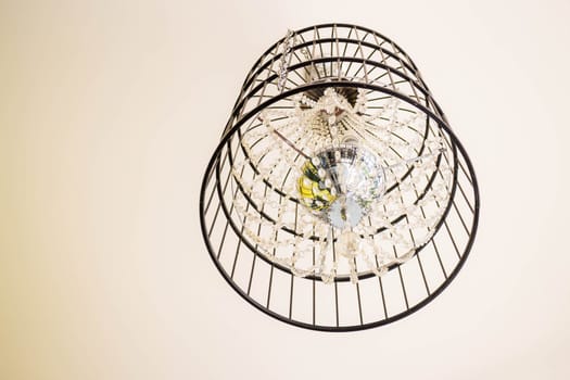 Crystal chandelier decorated in vintage house, stock photo