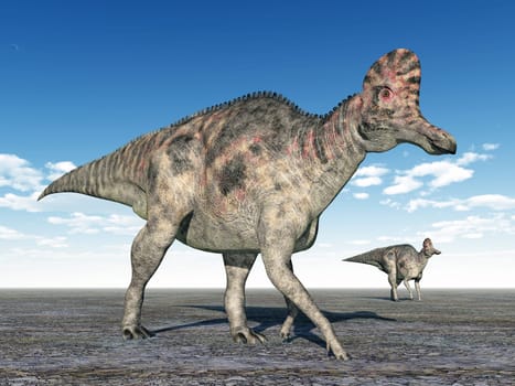 Computer-generated 3D illustration with the dinosaur Corythosaurus