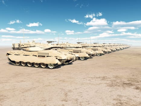 Computer-generated 3D illustration with the Israeli battle tank Merkava