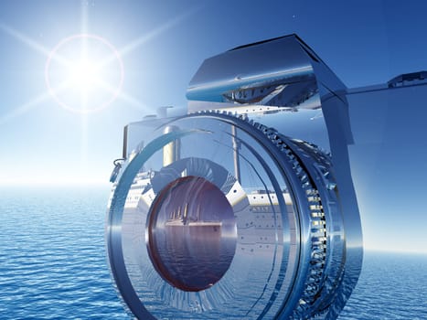 Computer-generated 3D illustration with a 35 mm camera