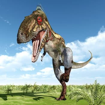 Computer-generated 3D illustration with the dinosaur Nanotyrannus