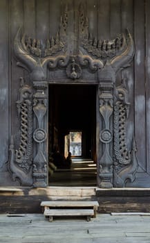 Ancient teak monastery of Bagaya Kyaung in Inwa, Myanmar