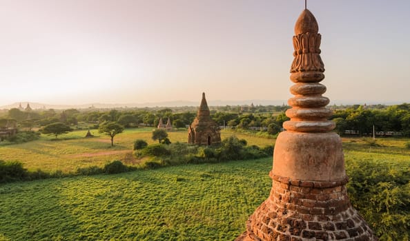 Bagan temples at sunset, Myanmar