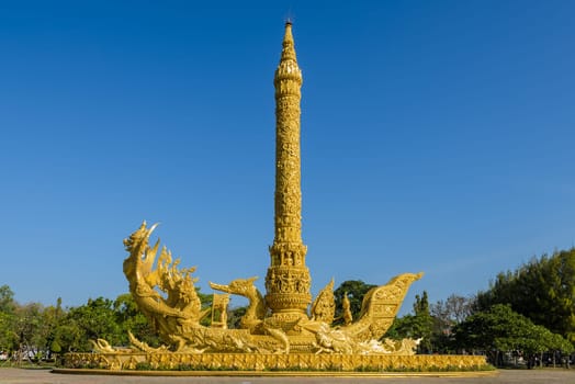Golden replica of a wax sculpture in Ubon Ratchathani, Thailand