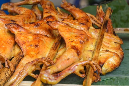 Roasted chicken on banan leaf