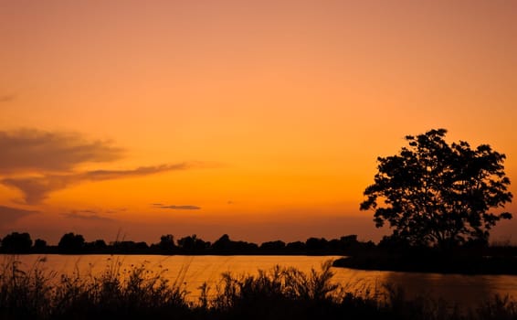 Sunset at lake