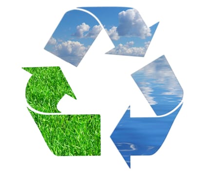 environment conceptual recycling symbol isolated on white