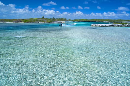 Caribbean clear beach and tropical sea