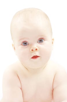 New born baby girl isolated on white