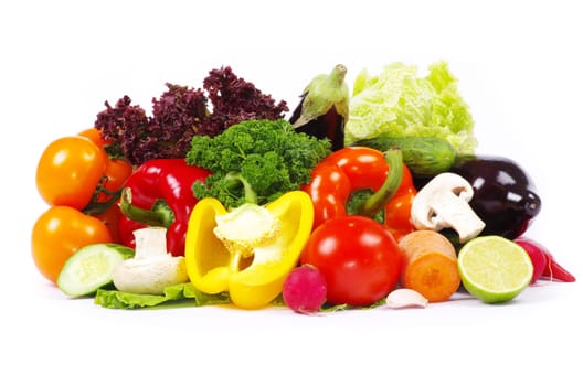 fresh vegetables on the white background