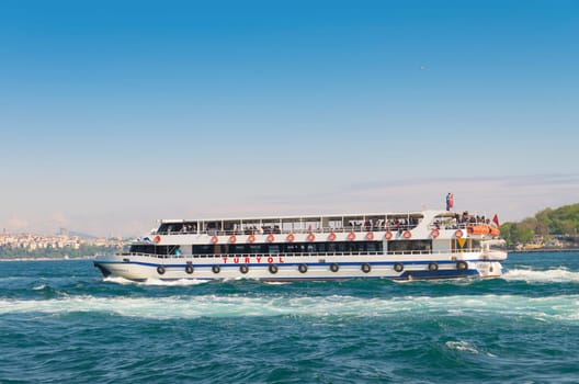 Ferry boat at the golden horn, a horn-shaped estuary, and a major urban waterway. It is also the primary inlet of the Bosphorus.