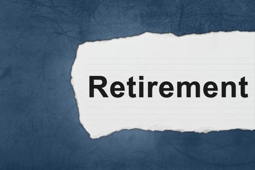 retirement with white paper tears on blue texture