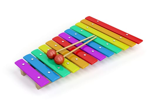 Colorful children's xylophone on white background